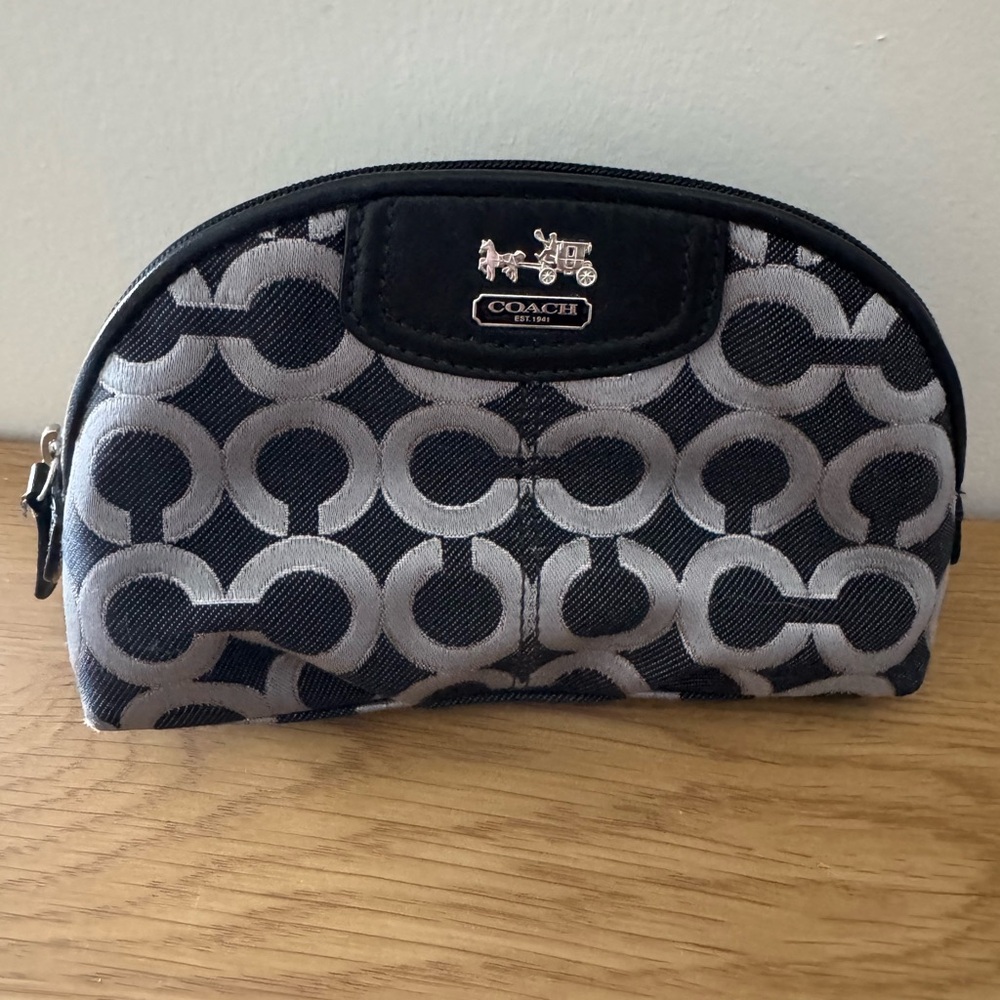 Vintage Coach Monogram Black and Silver Pouch - NWOT